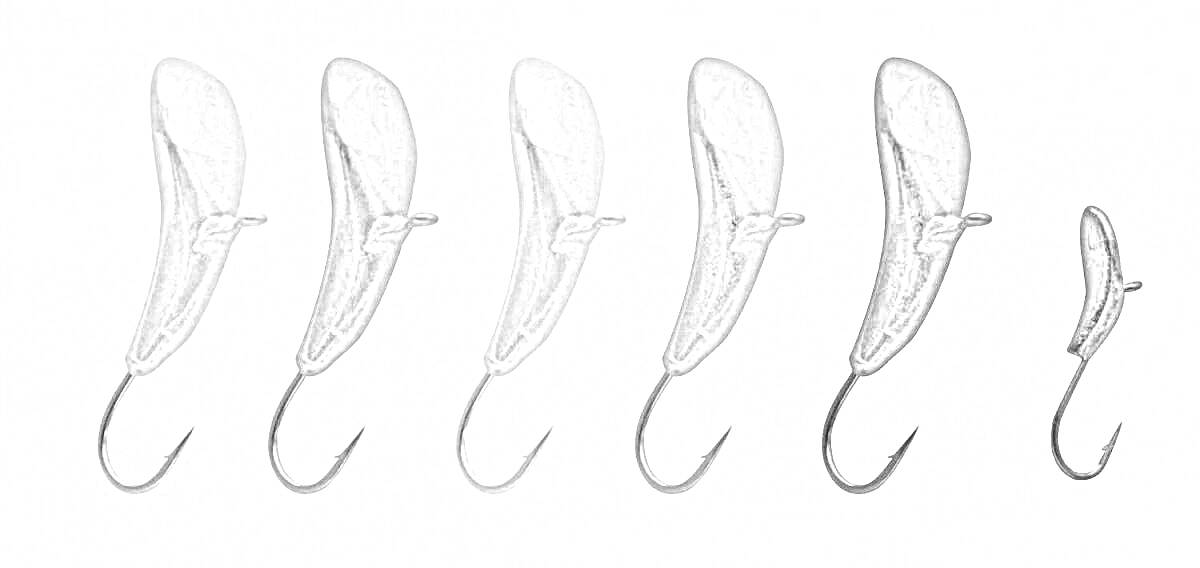 Набор мормышек разных размеров с крючками