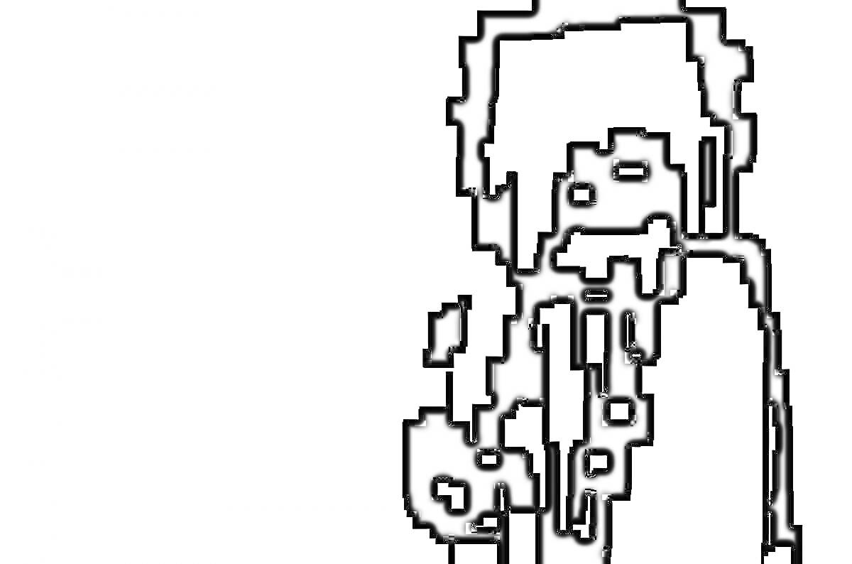 Раскраска Человек с длинными волосами и плащом