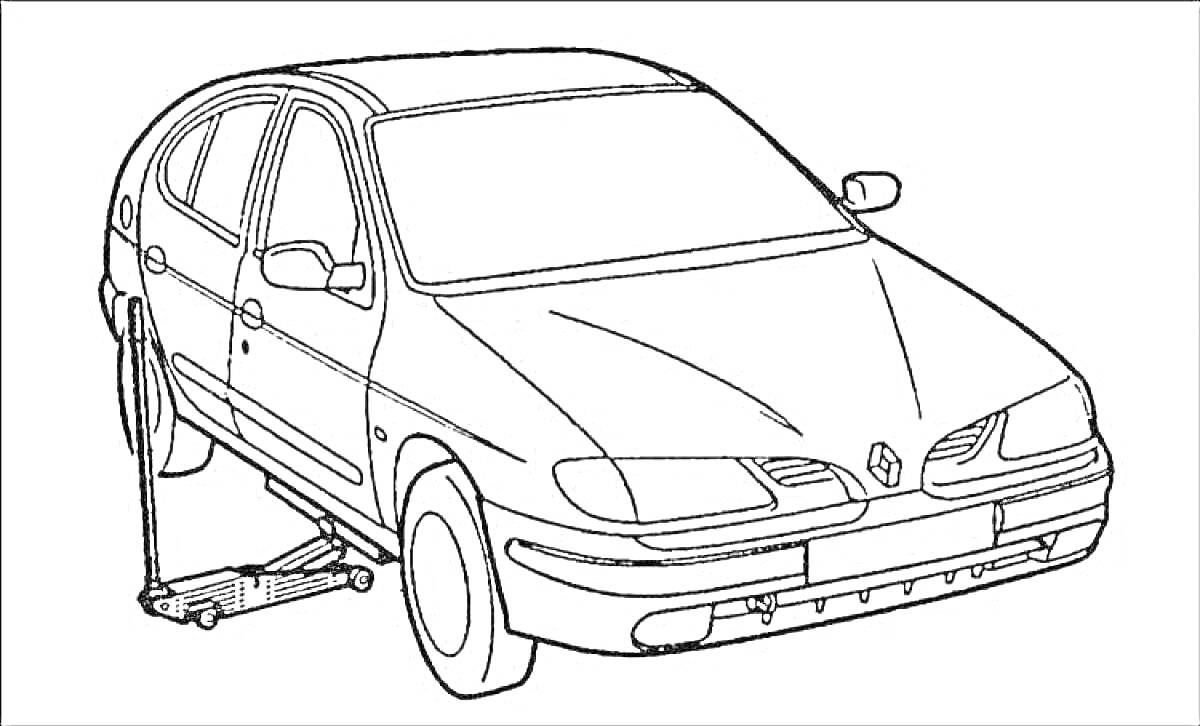 Раскраска Автомобиль на домкрате (Renault Megane)