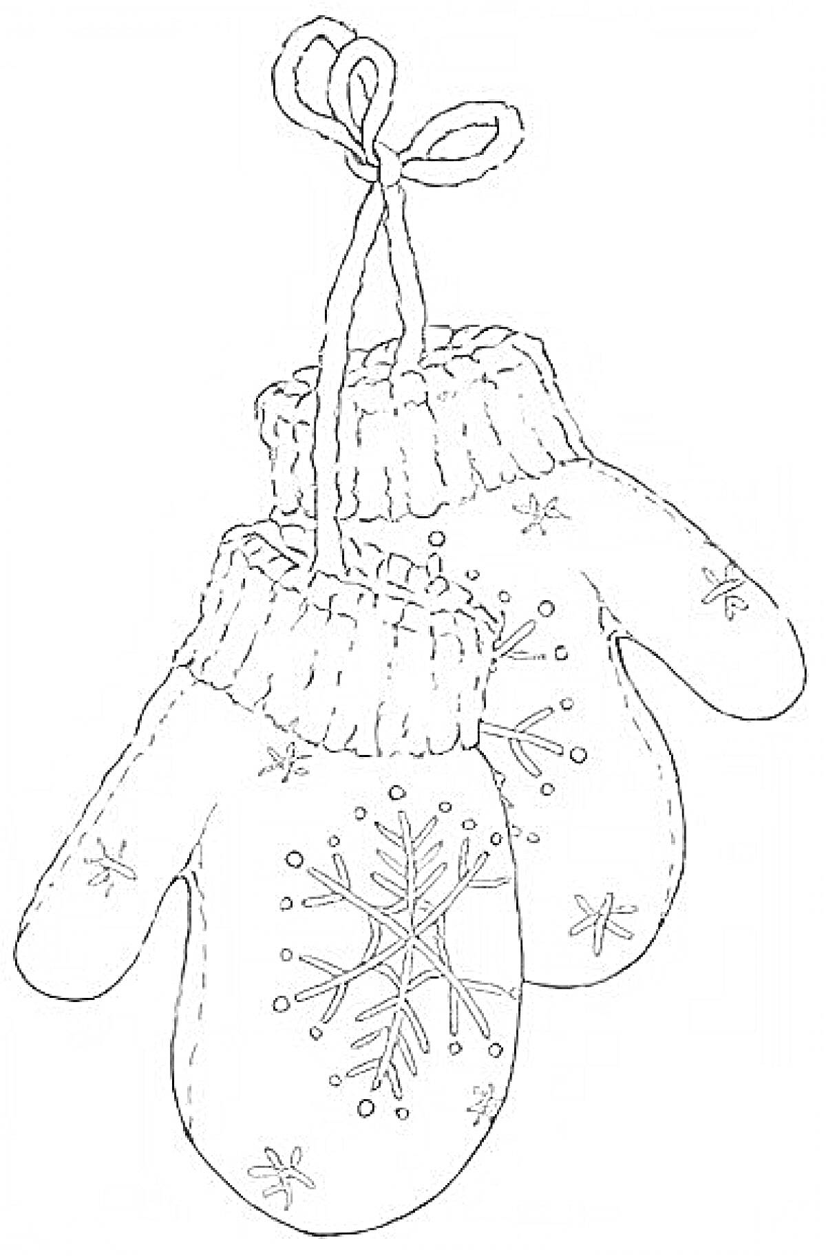 На раскраске изображено: Снежинки, Зимняя одежда