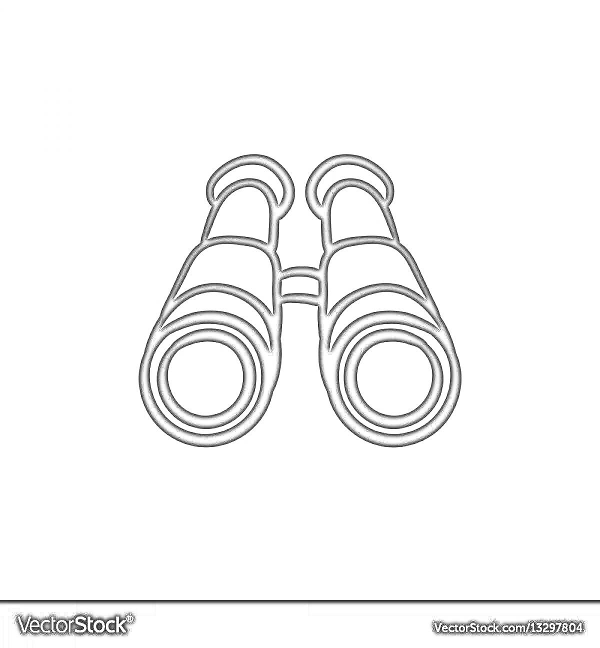 Раскраска Бинокль с двумя объективами и соединительной перемычкой
