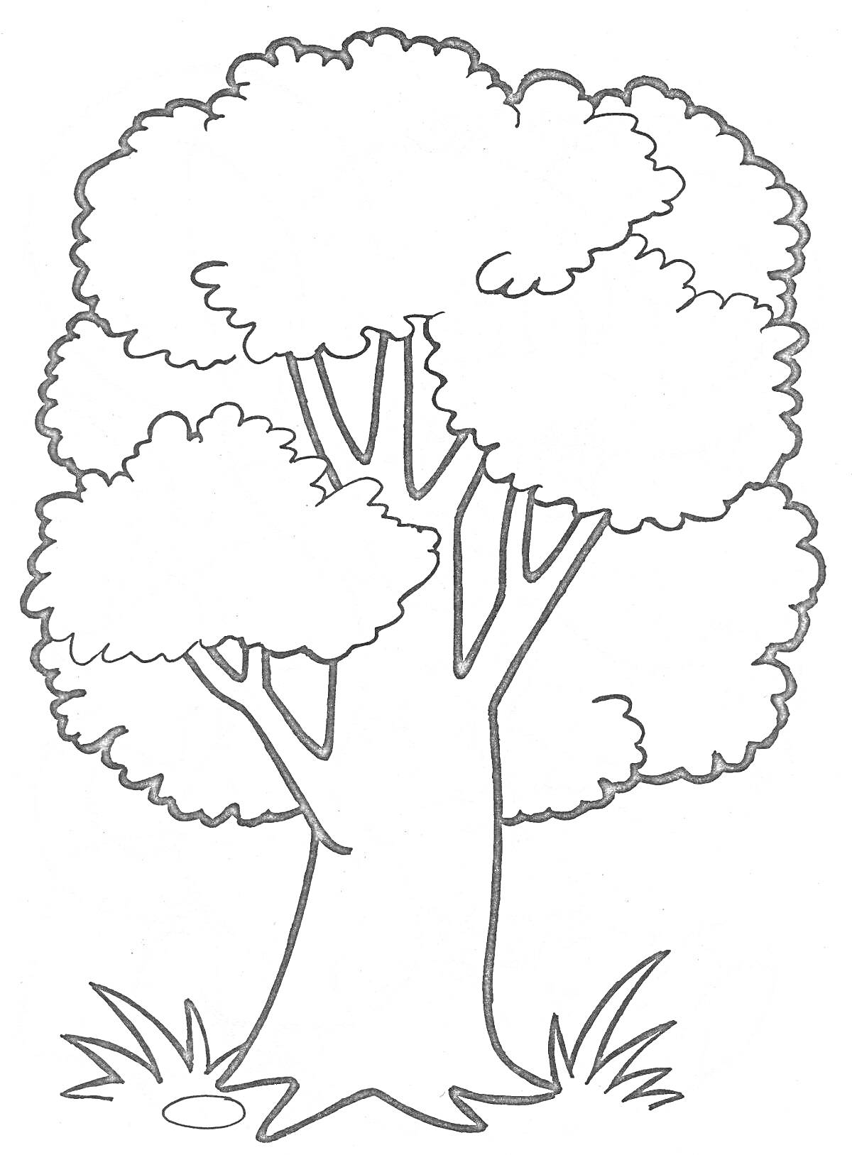 На раскраске изображено: Трава, Для детей, Природа, Листья, Ствол, Камни, Деревья, Контурные рисунки