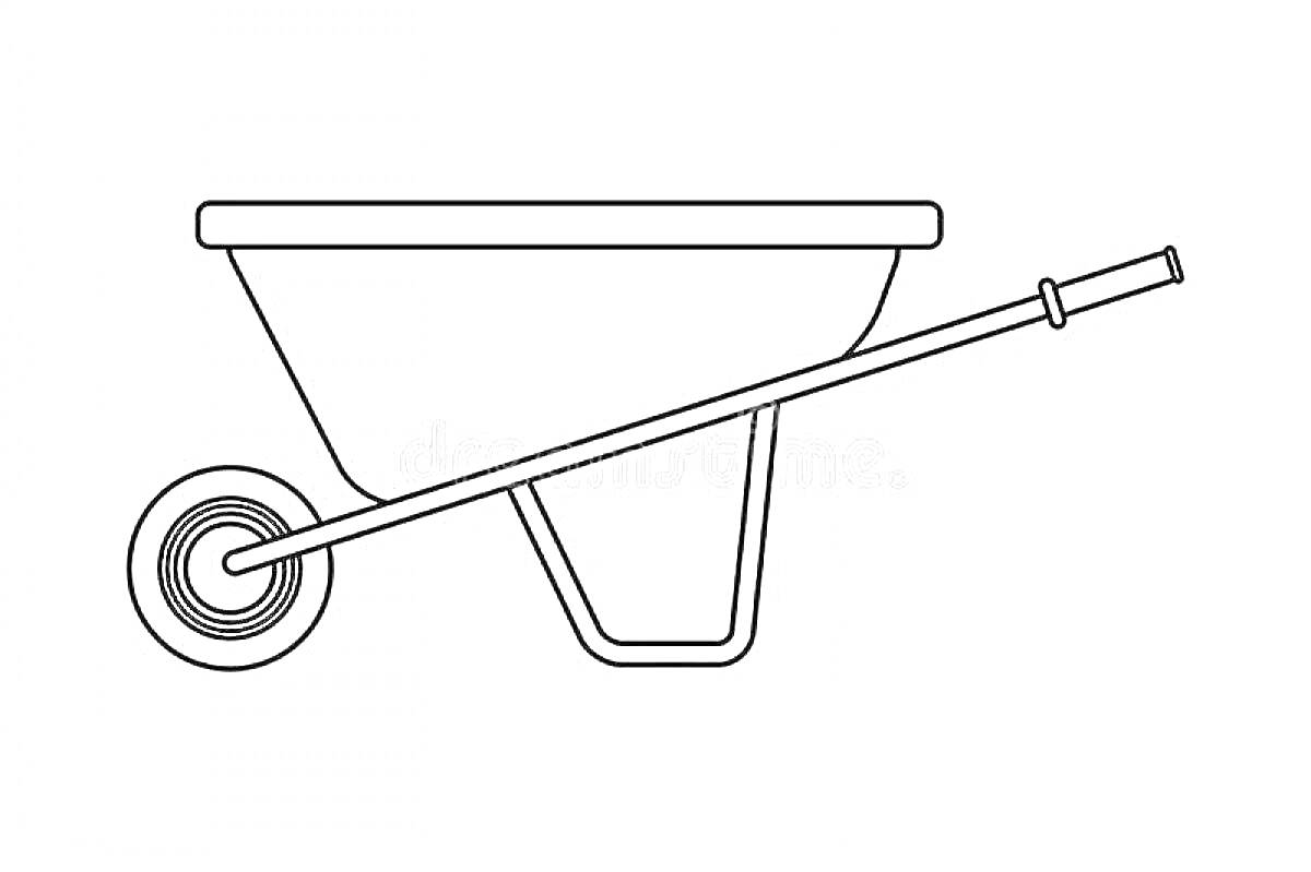 Раскраска Тележка с одним колесом и двумя ручками