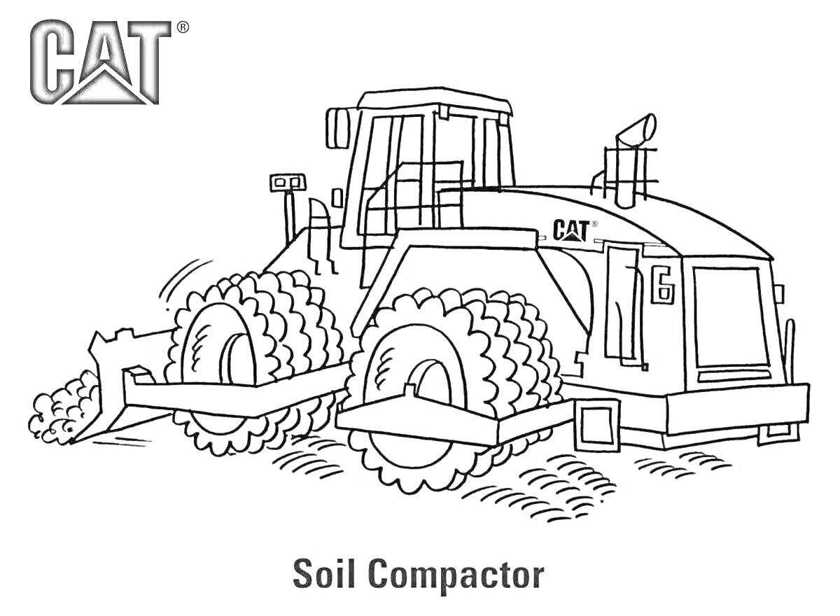 На раскраске изображено: Трактор, Сельскохозяйственная техника, Строительная техника