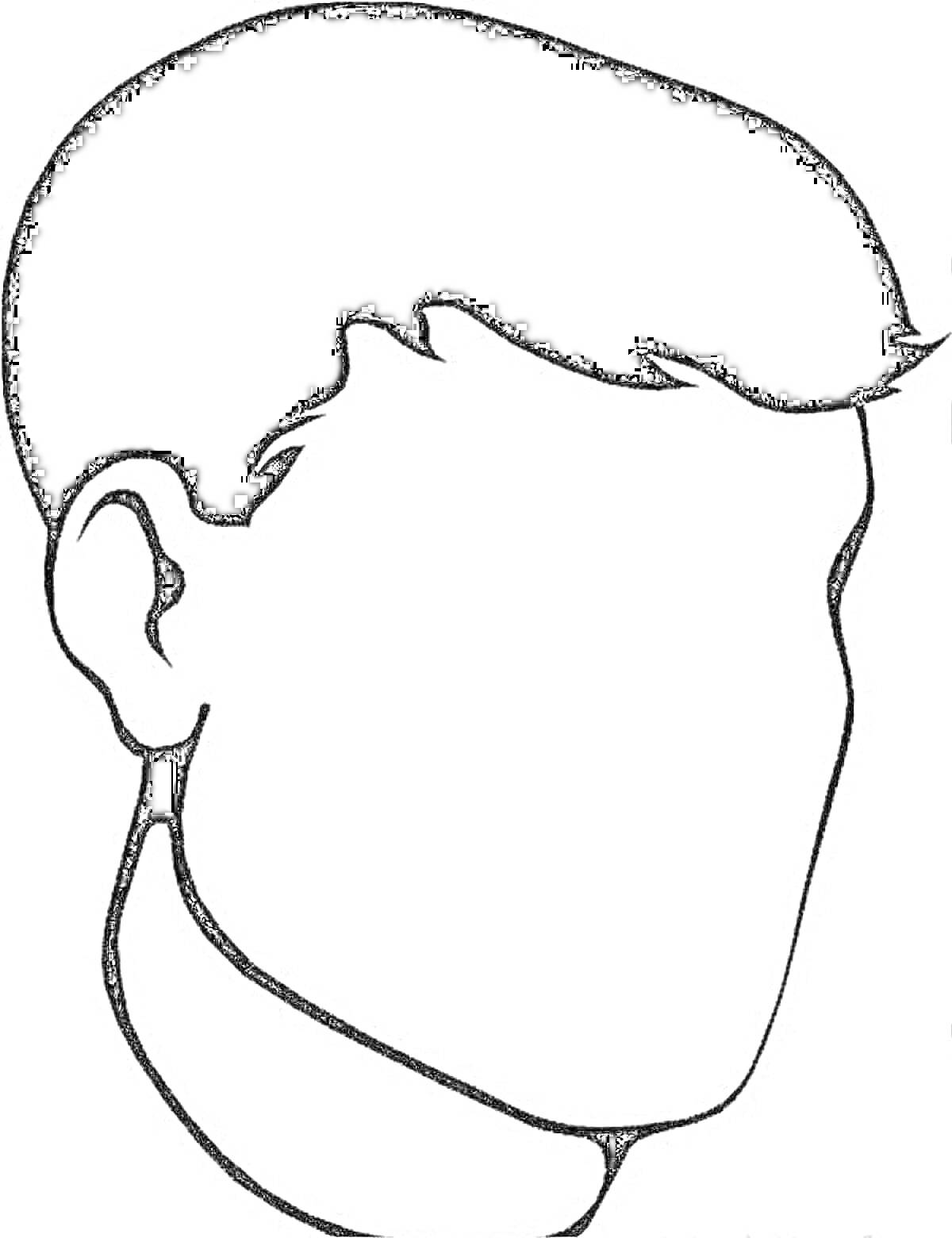 Раскраска Силуэт головы человека с короткими волосами, отсутствуют детали лица