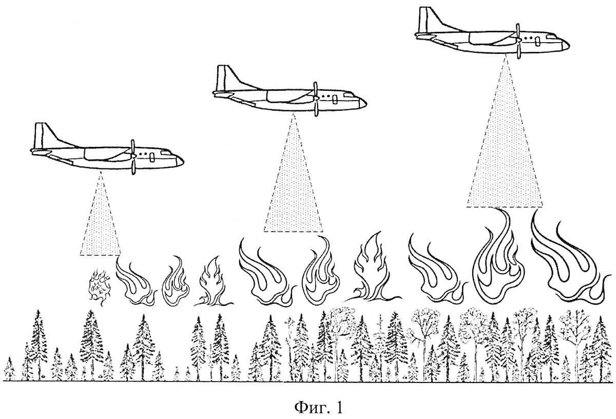 На раскраске изображено: Лесной пожар, Самолеты, Тушение пожара, Огонь, Деревья, Лес, Дым, Природа, Катастрофа