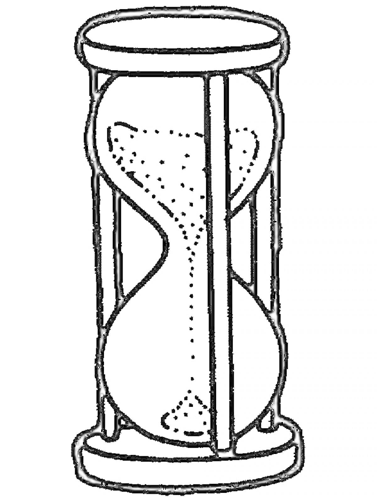 Раскраска Песочные часы с сыпучим песком в корпусе