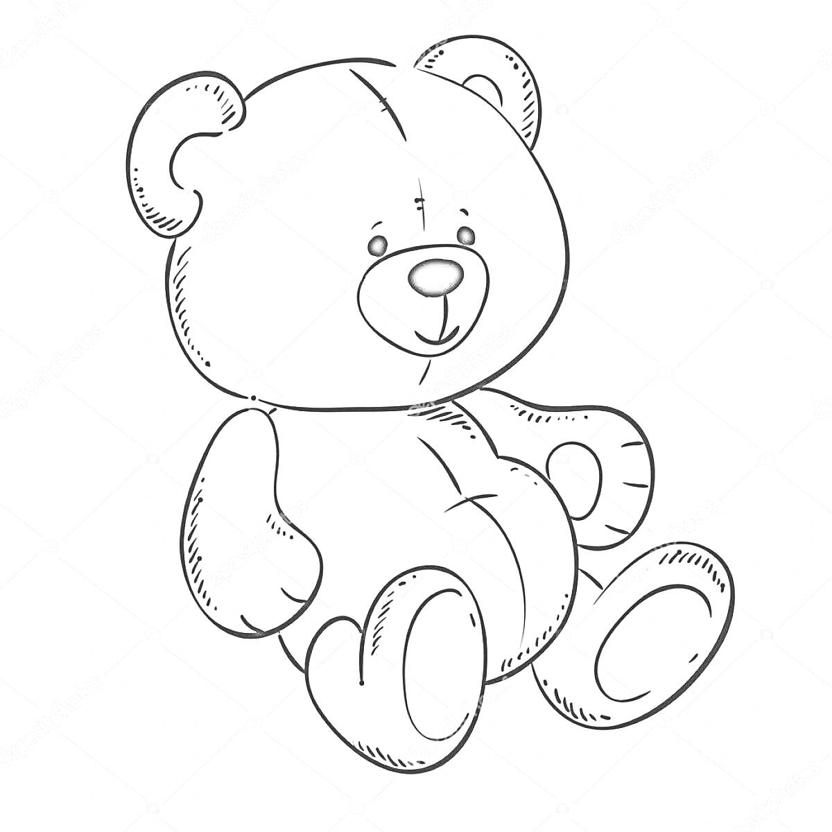 На раскраске изображено: Плюшевый медведь, Игрушки, Медведь