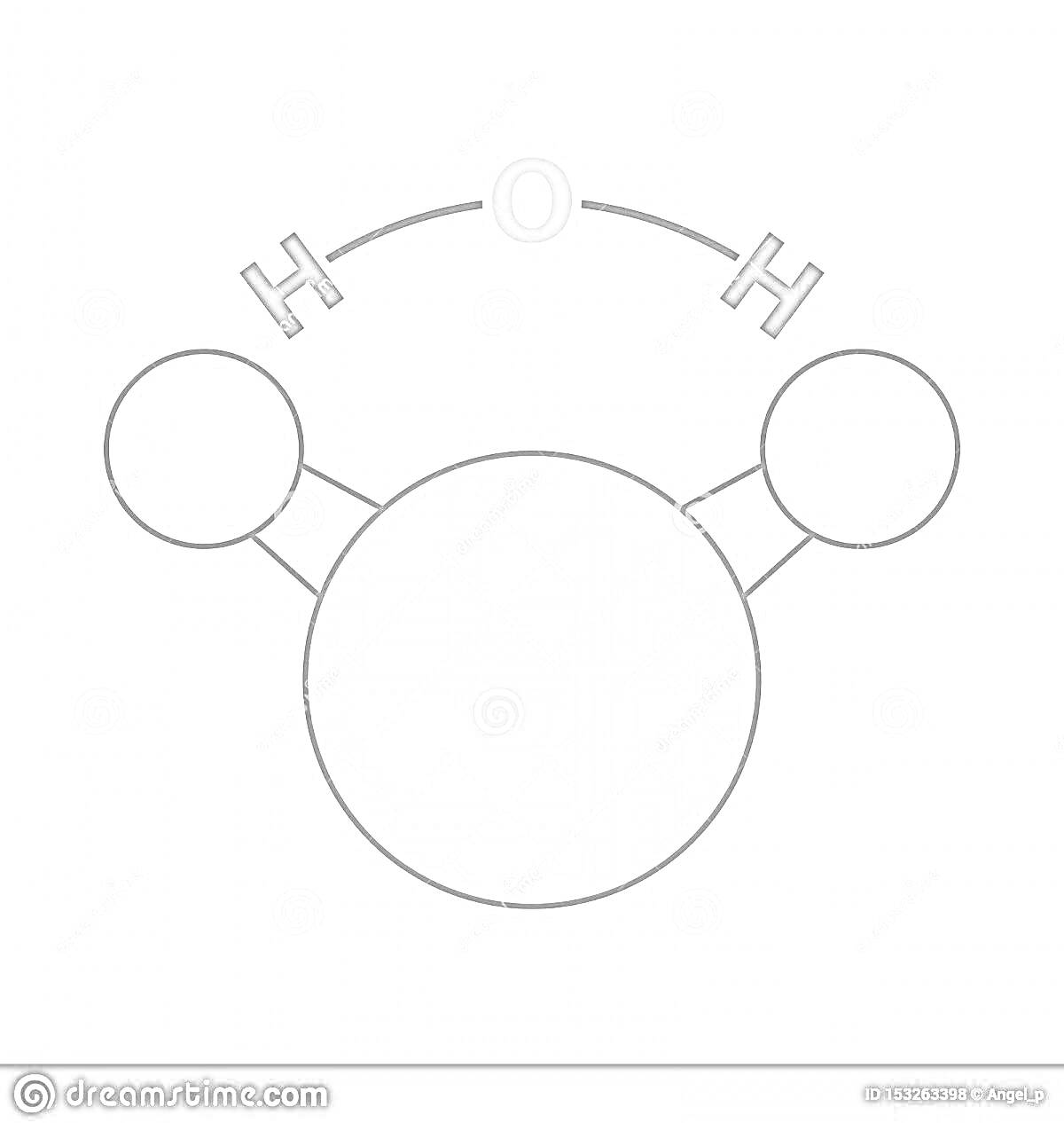 На раскраске изображено: Молекула воды, Водород, Кислород, Химия, Научная иллюстрация