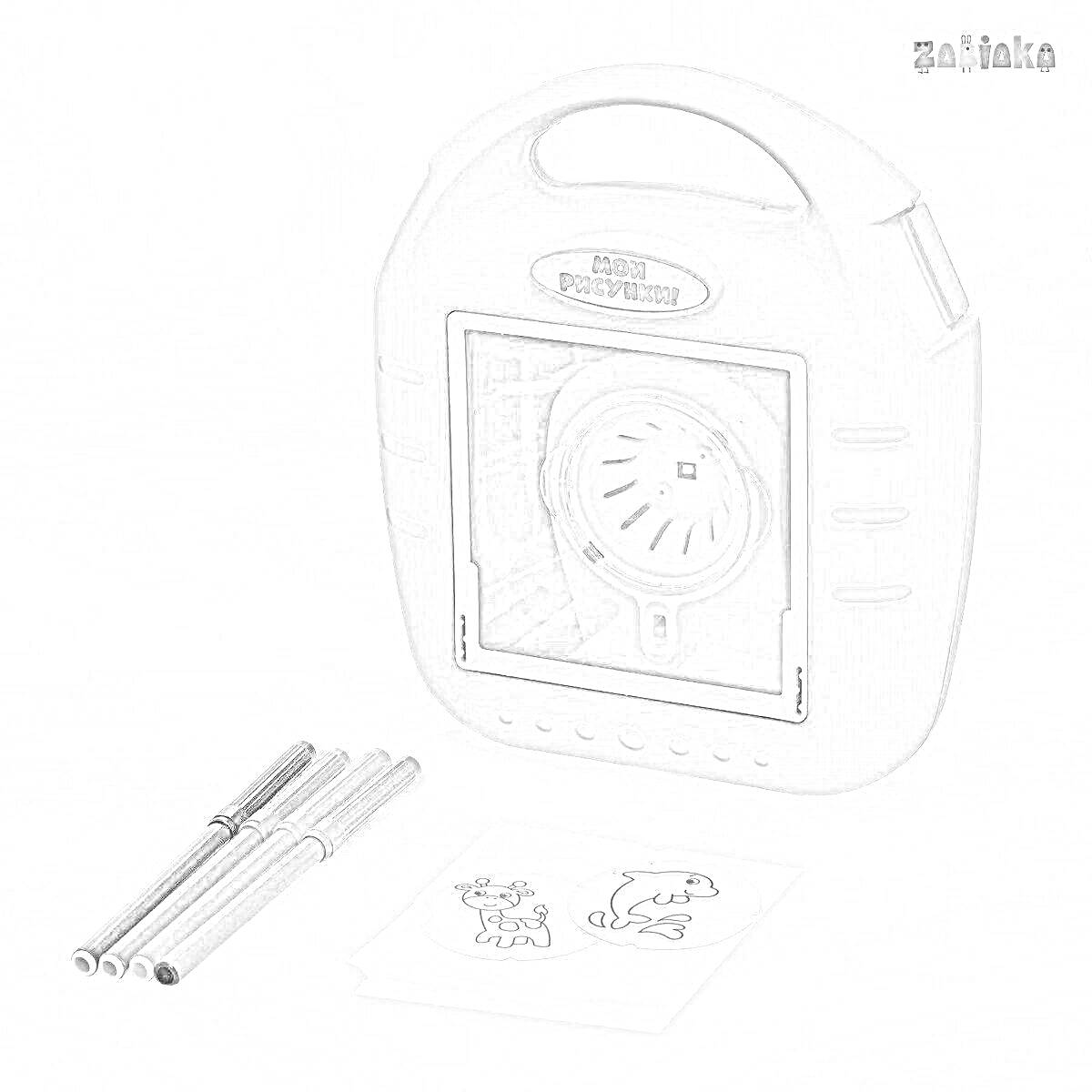 Раскраска Набор для рисования с проектором, включает проектор, 4 маркера, рисунки для раскрашивания