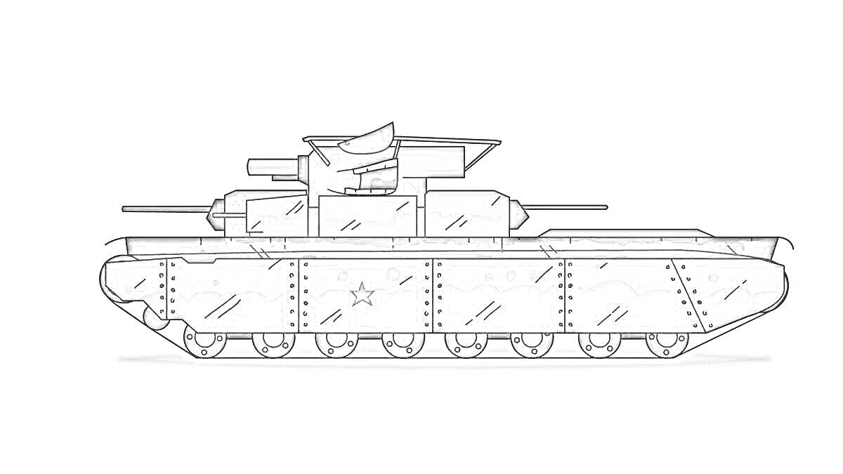 На раскраске изображено: Танк, Военная техника, Тяжелый танк, Военная история, Вооружение, WWII