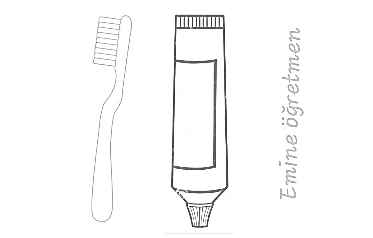 Раскраска Зубная паста и зубная щетка