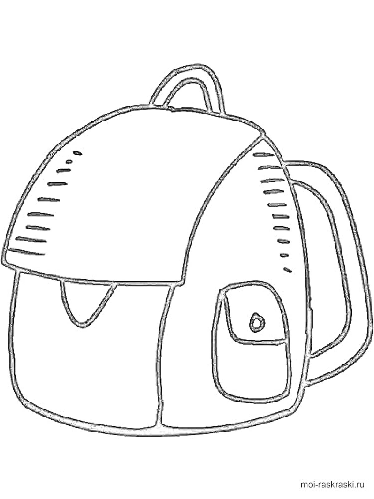 Раскраска Рюкзак с передним карманом и ручкой