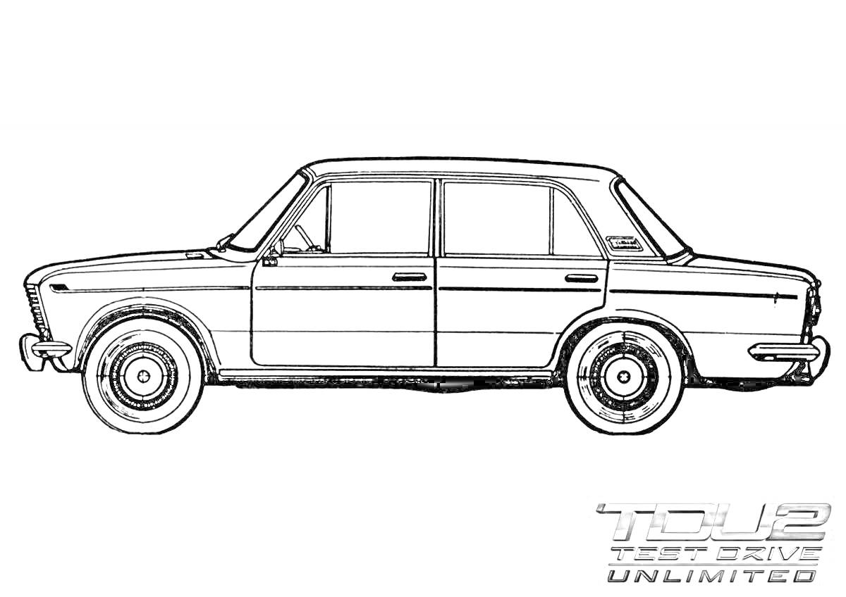 Лада 2107 (семёрка) боковая проекция с логотипом 