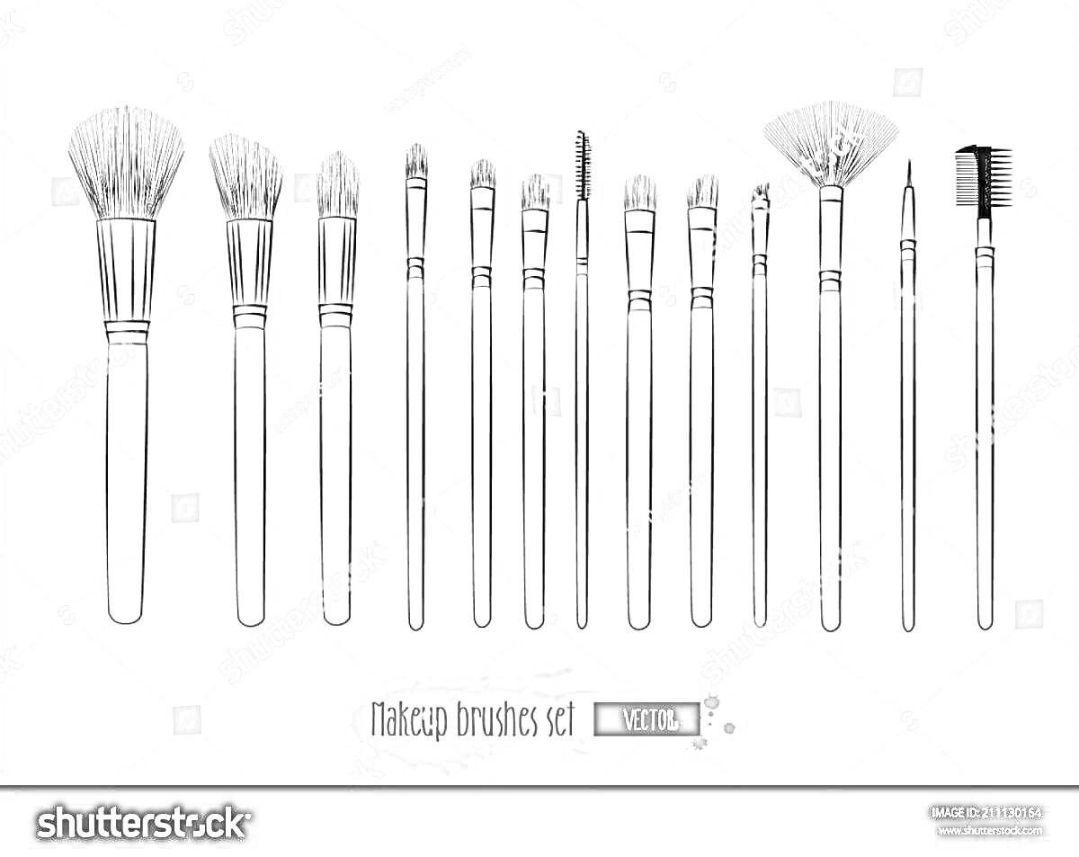 На раскраске изображено: Макияж, Косметика, Кисть для теней