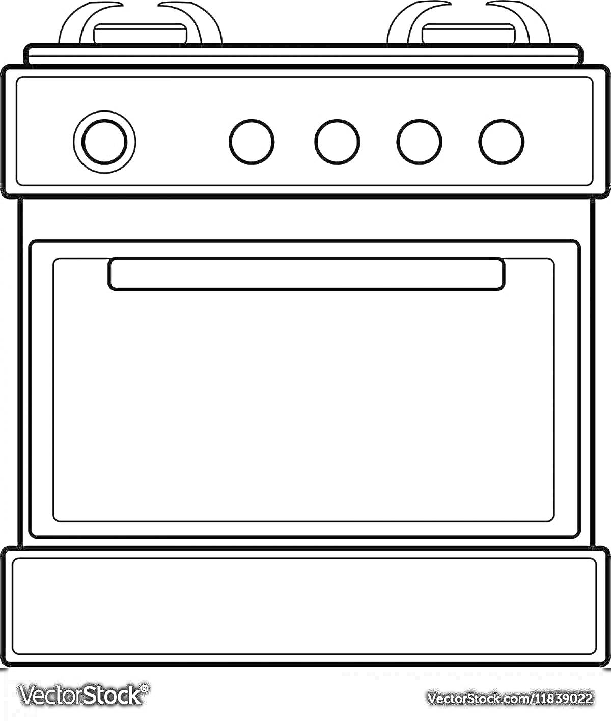 Раскраска Газовая плита с духовкой и ручками управления
