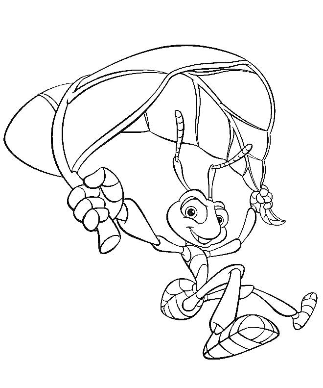 Раскраска Жук с парашютом из листа