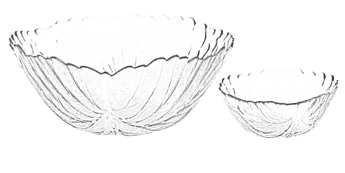 Две салатницы с рисунком в виде листьев