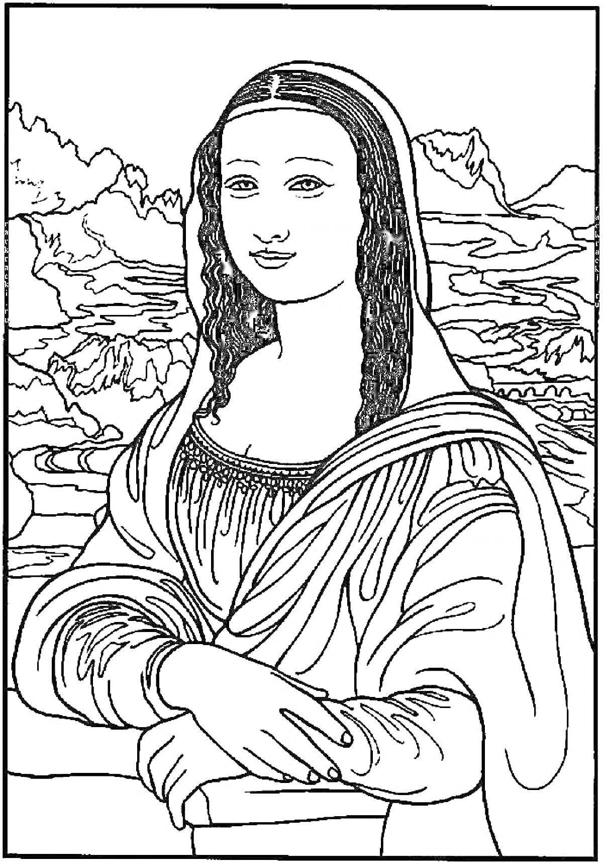 Женский портрет перед ландшафтным фоном с горным пейзажем