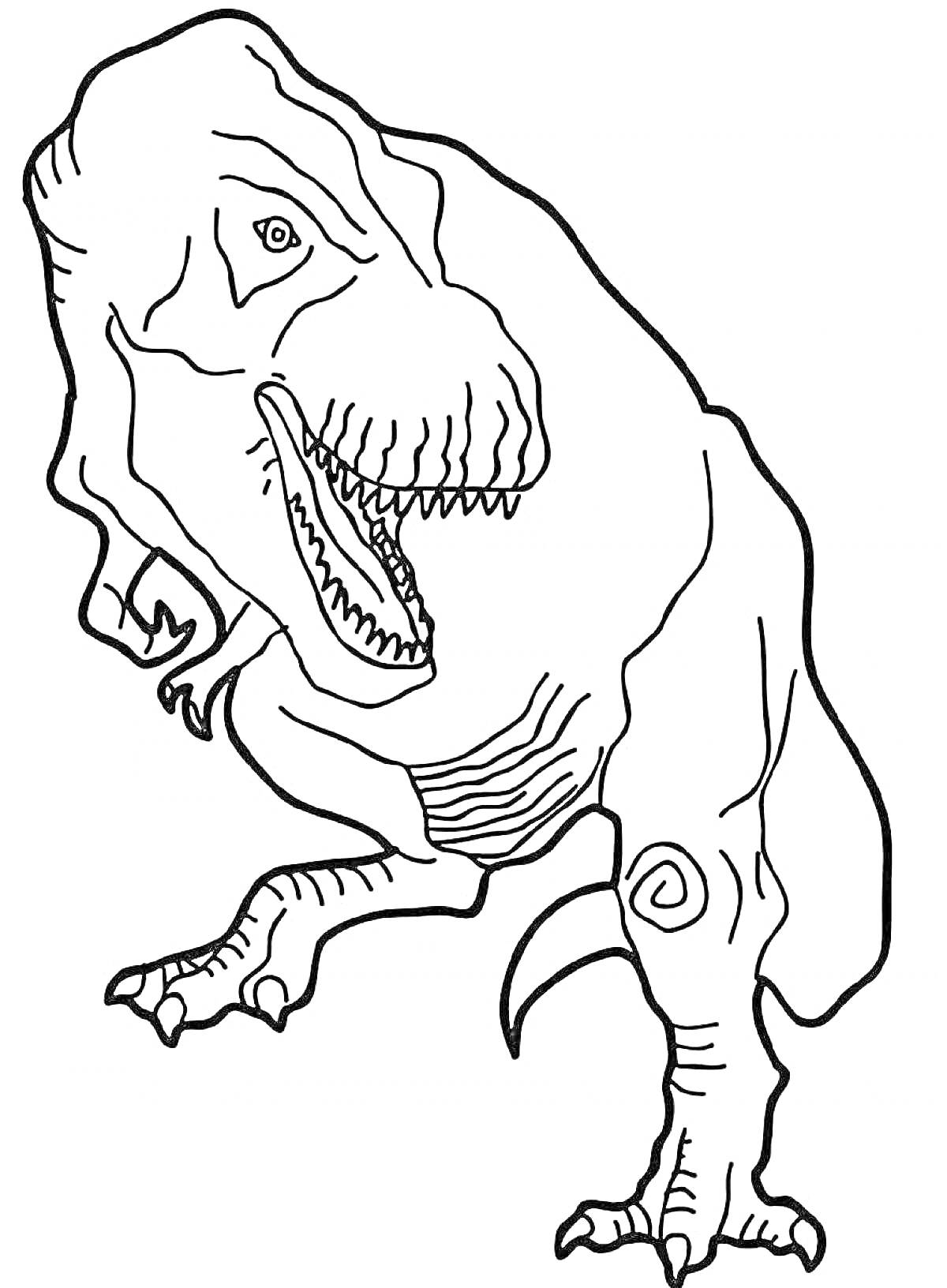 Раскраска Тираннозавр Рекс с открытой пастью