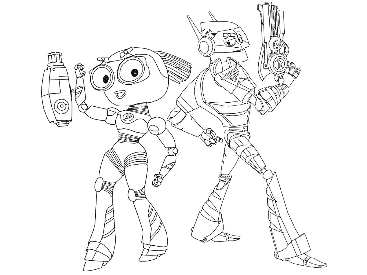 Два робота с оружием из мультсериала 2014 года