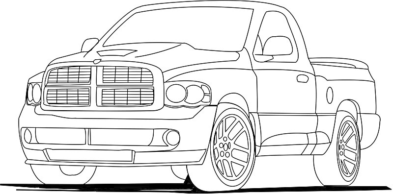 Раскраска Пикап с большими колесами и хромированными элементами
