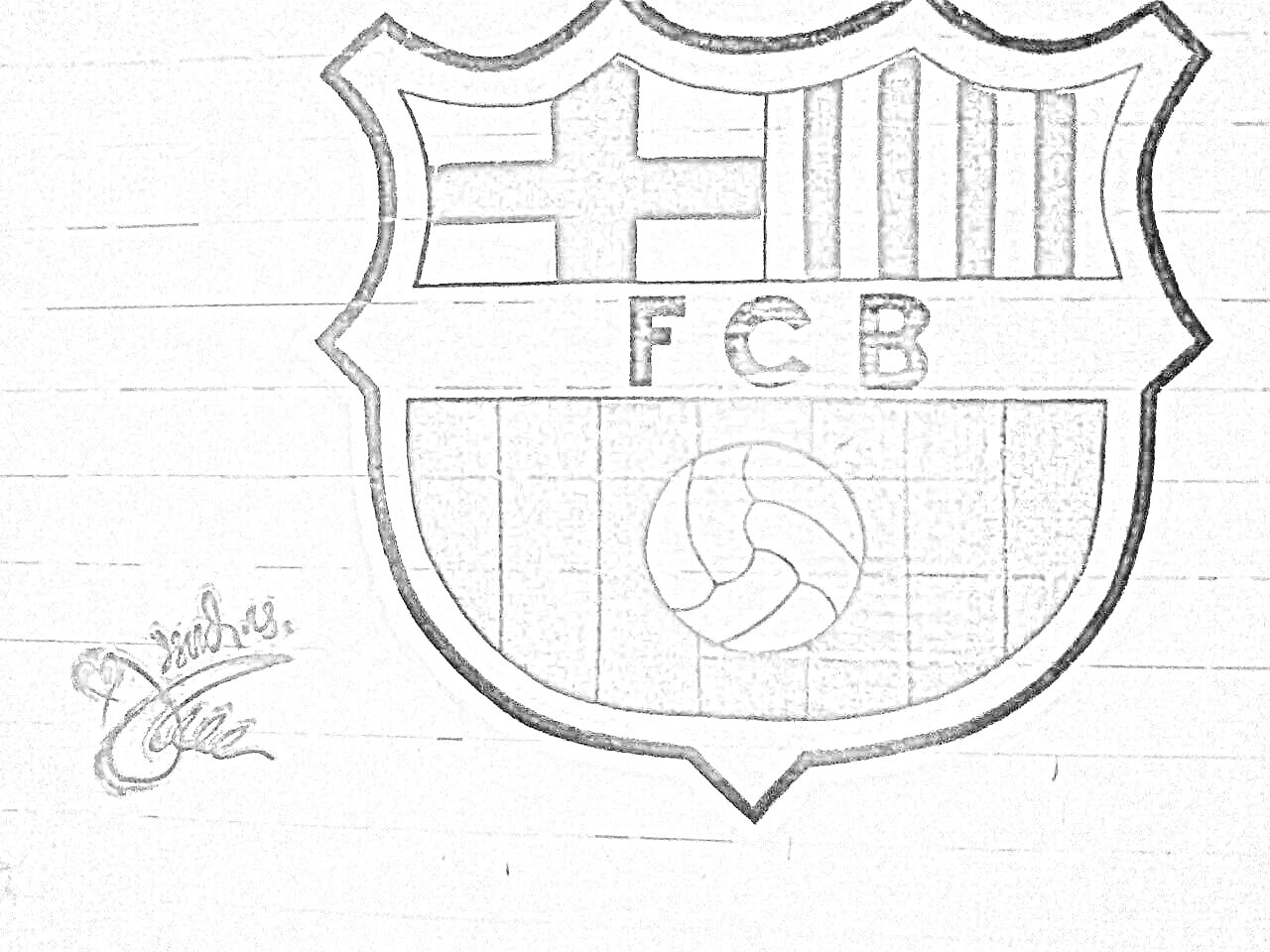 На раскраске изображено: Барселона, Футбольный клуб, Футбол, FCB, Крест, Полосы