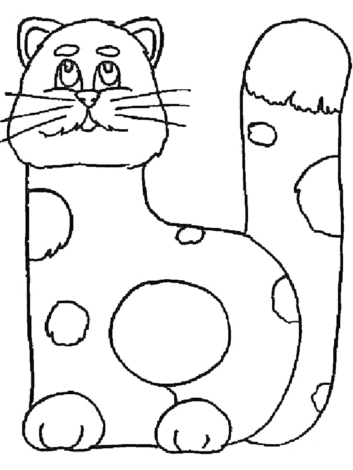 Раскраска Кот-буква L с пятнами и узором