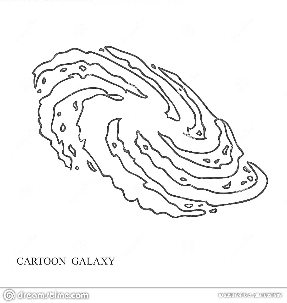 Раскраска Карикатурная Млечный Путь с галактическими спиральными рукавами