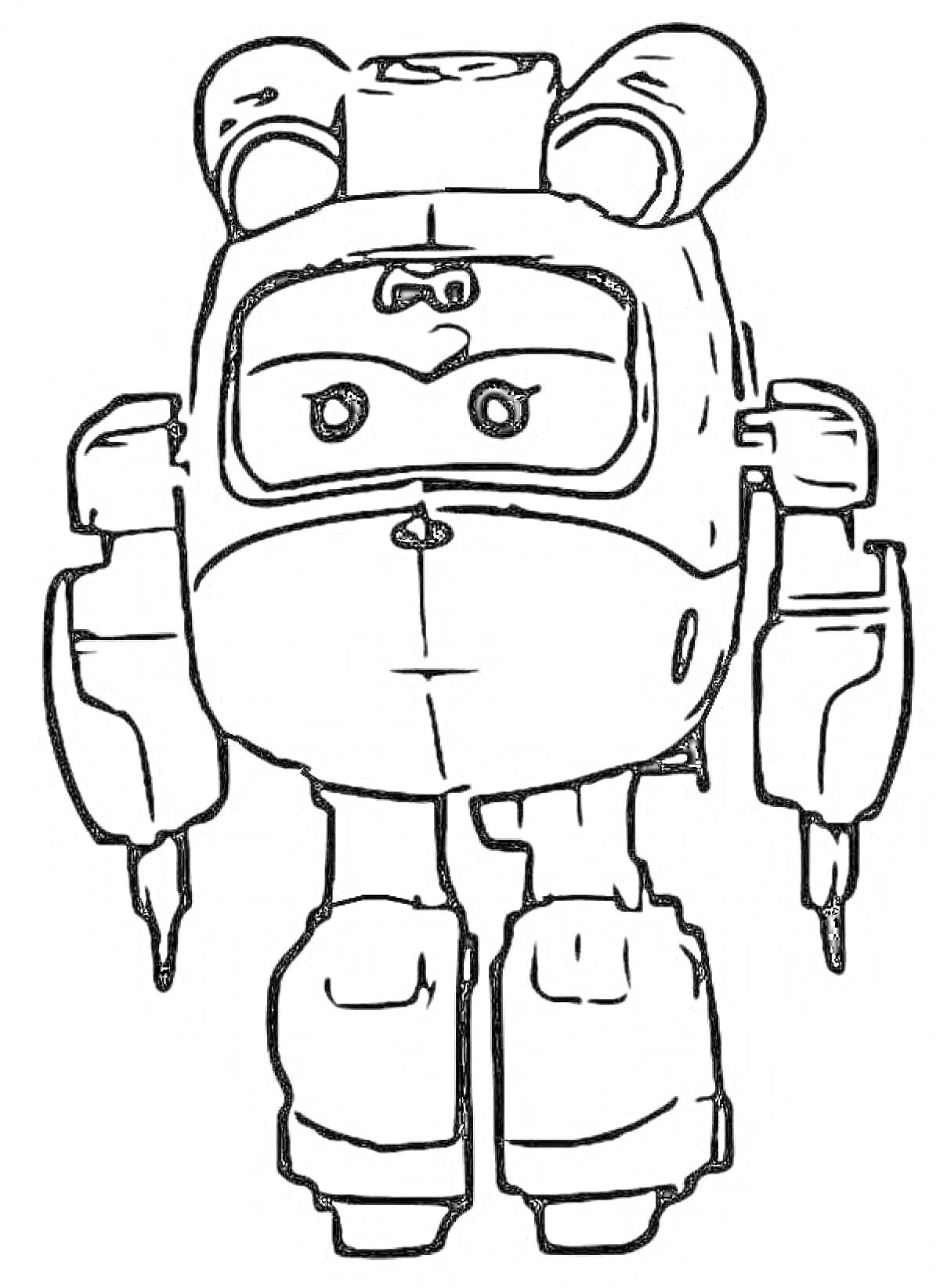 Раскраска Робот с двумя антеннами на голове и большими руками