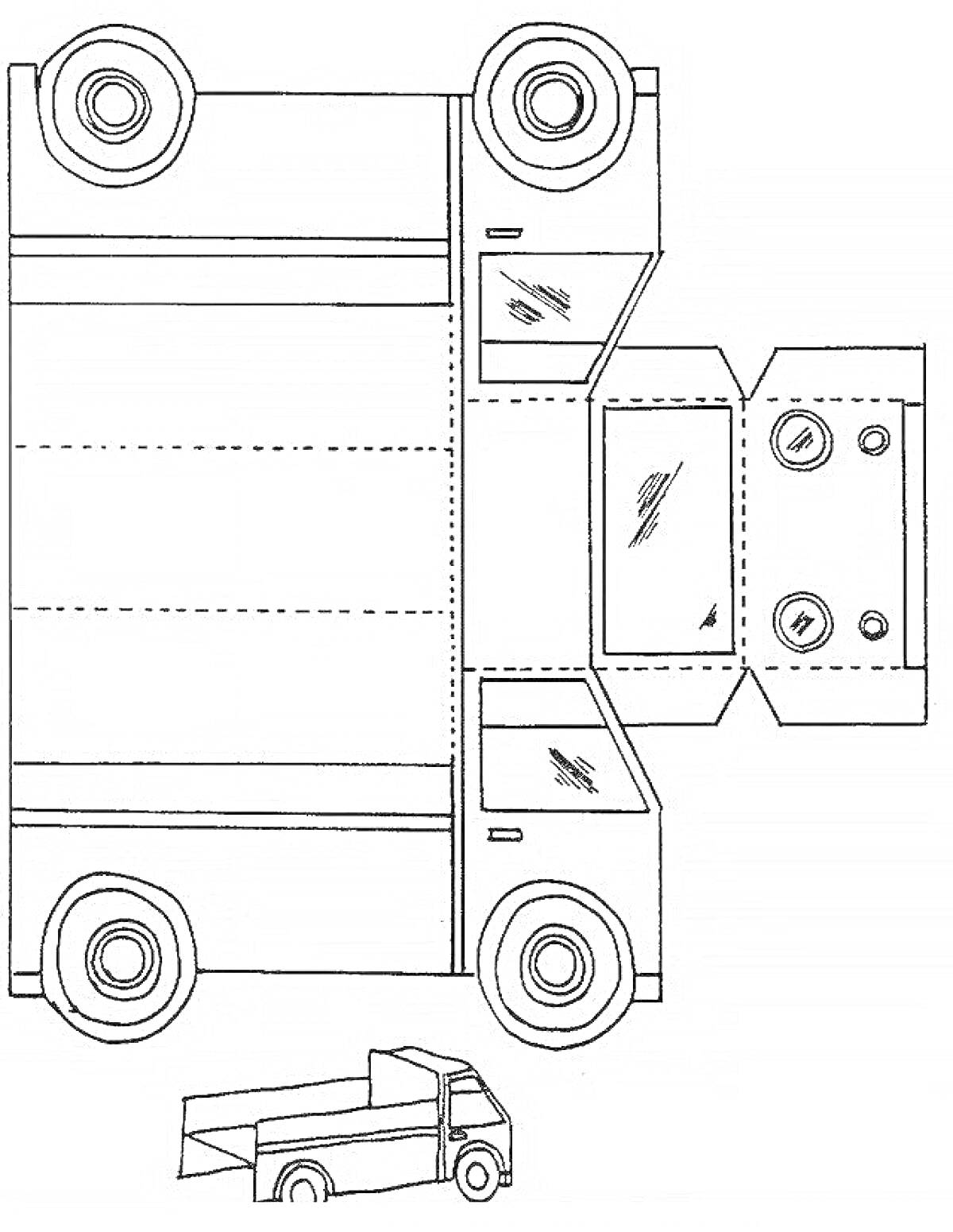 Раскраска Мега раскраска и склеить для детей с грузовиком