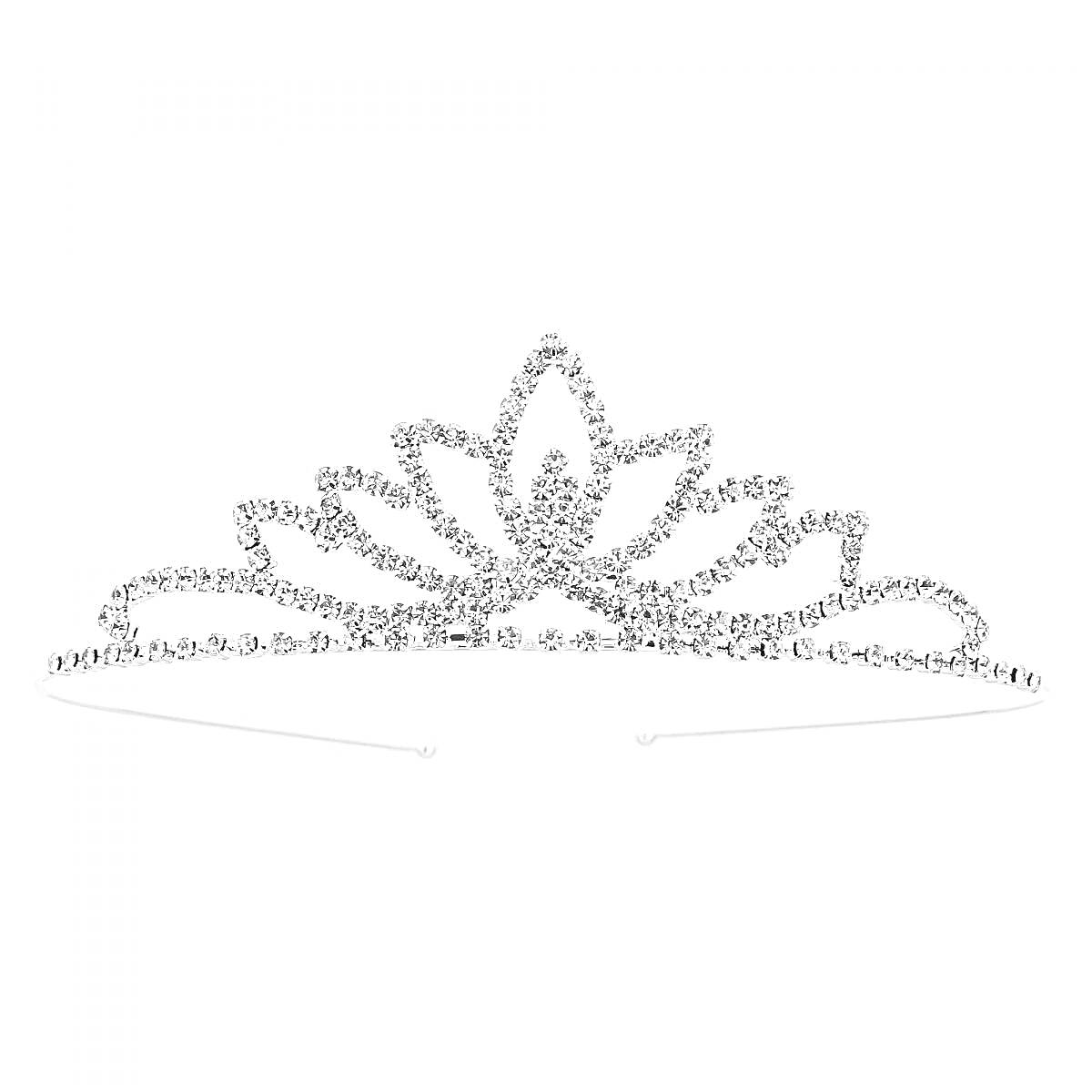 Раскраска диадема с кристаллами в форме цветка