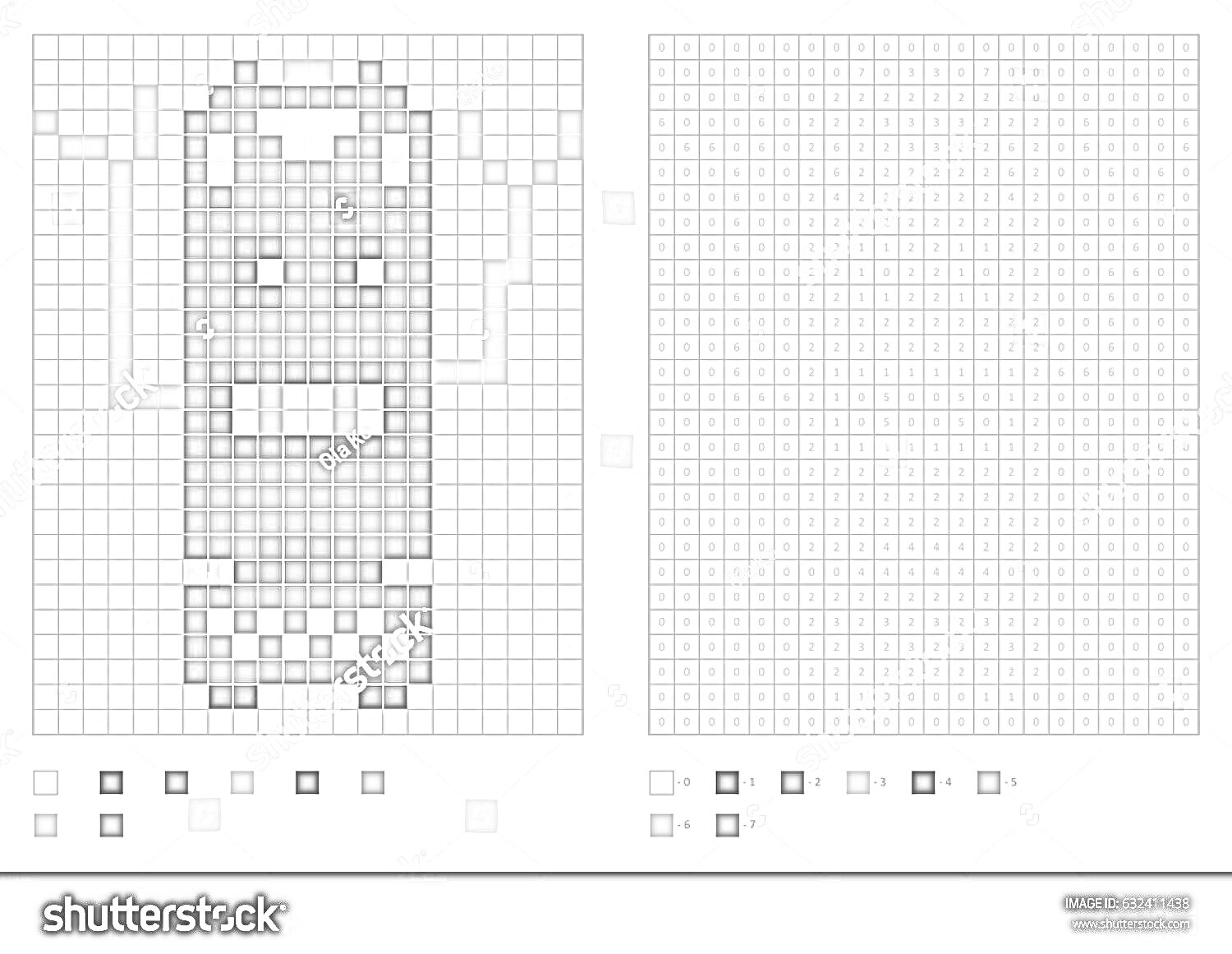 Раскраска Пиксель арт по цифрам с изображением красного робота с поднятыми руками