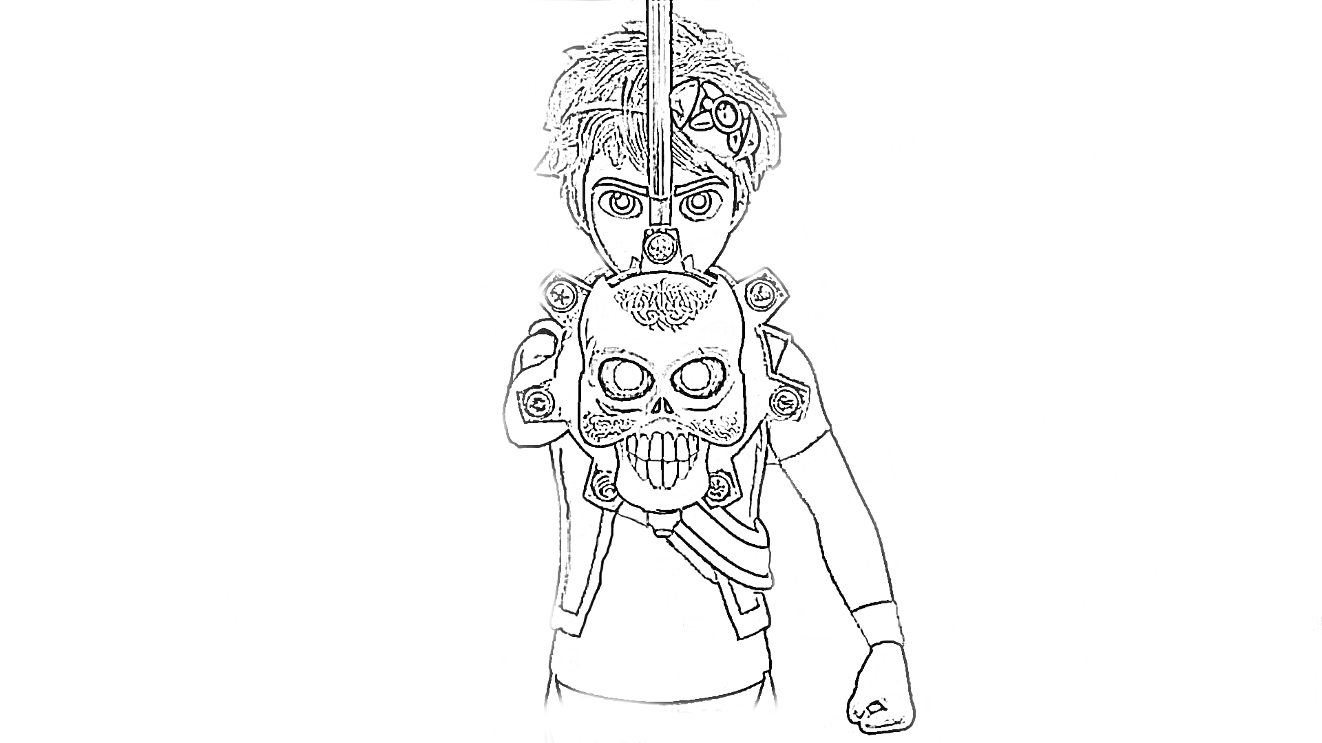 Зак Шторм с мечом и шкатулкой в виде черепа