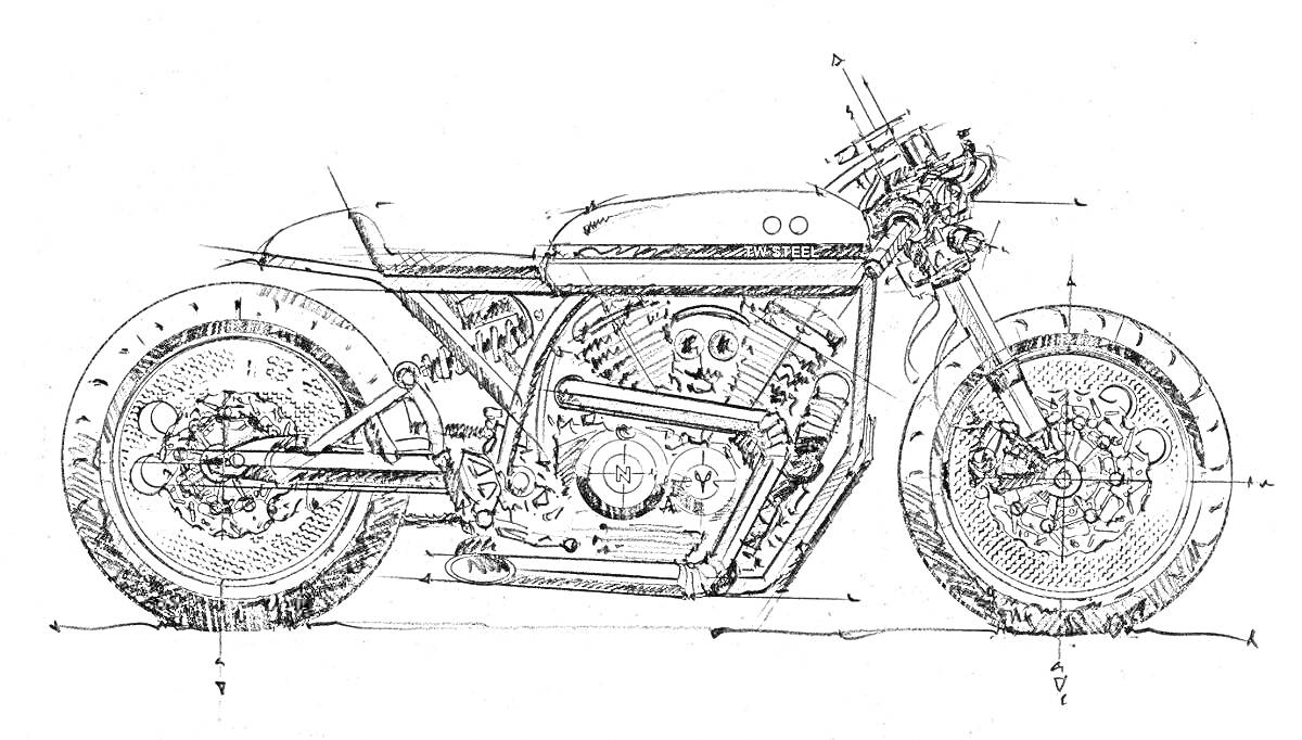 На раскраске изображено: Мотоцикл, Колёса, Рама, Руль