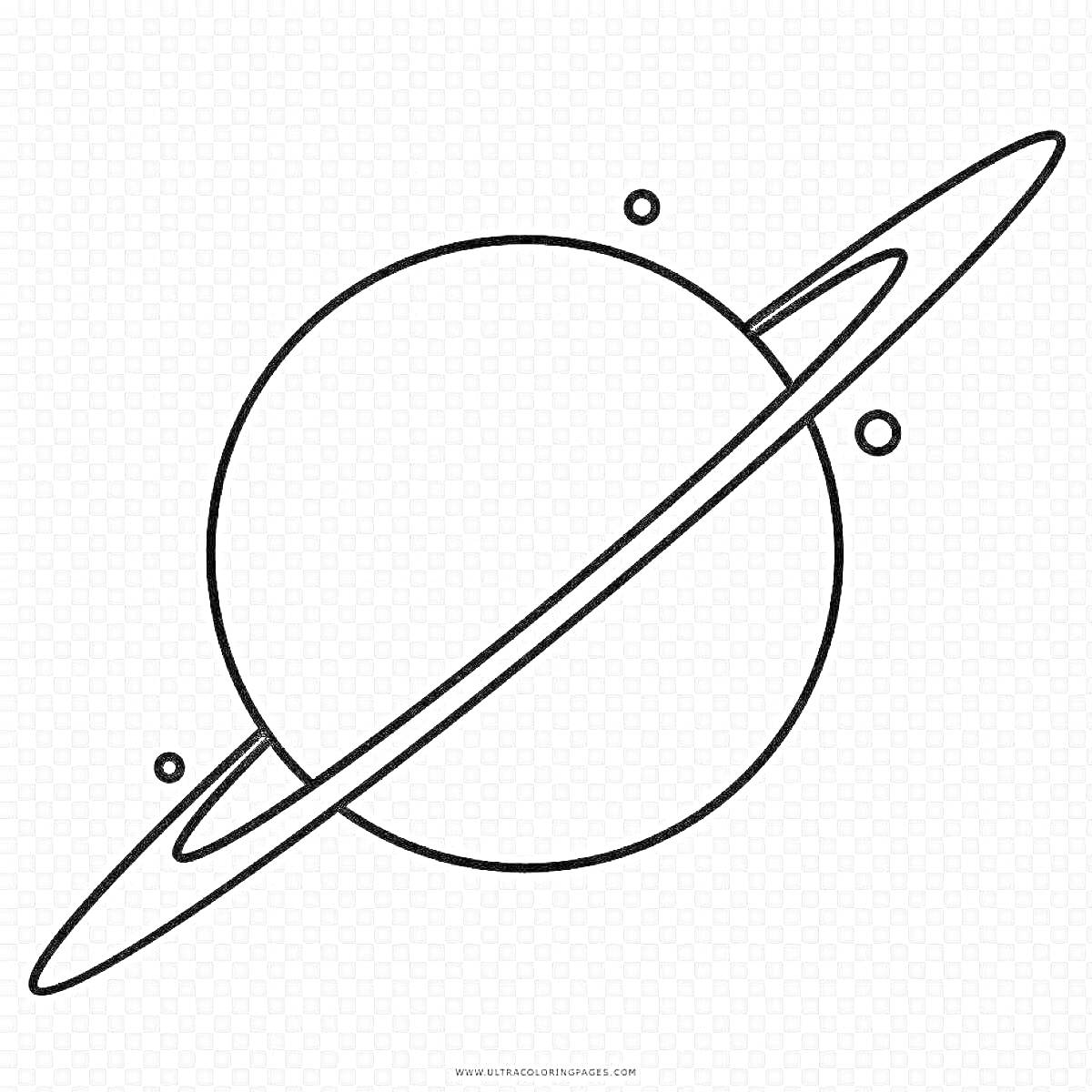 На раскраске изображено: Кольцо, Спутники, Космос, Уран, Астрономия