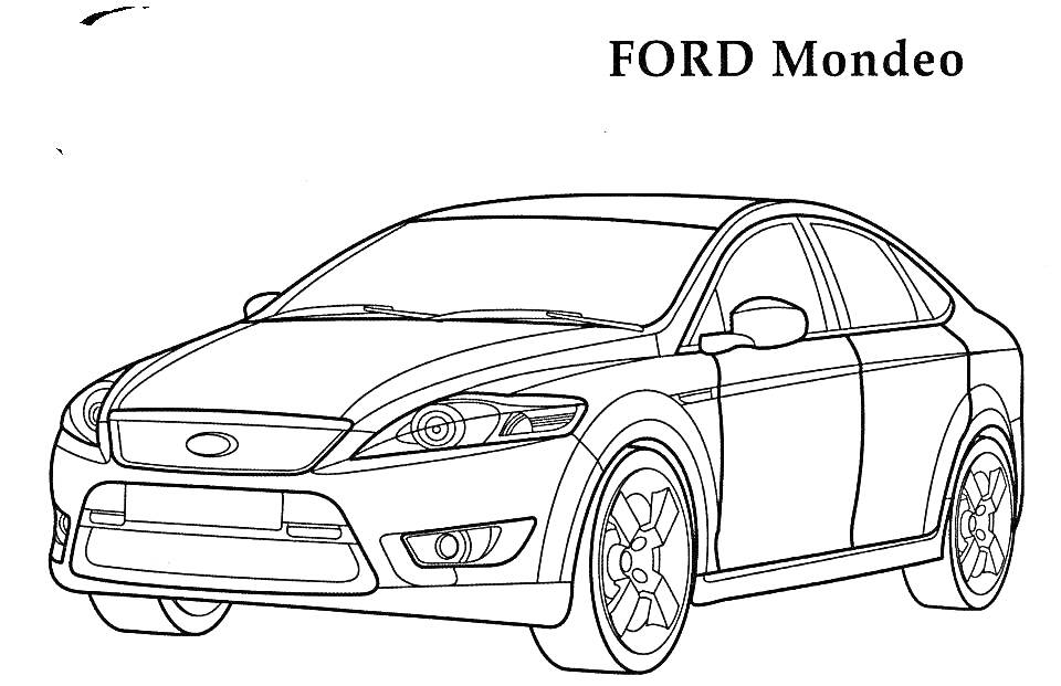 FORD Mondeo, передняя часть автомобиля, колеса, лобовое стекло, окна, зеркала заднего вида, двери, фары