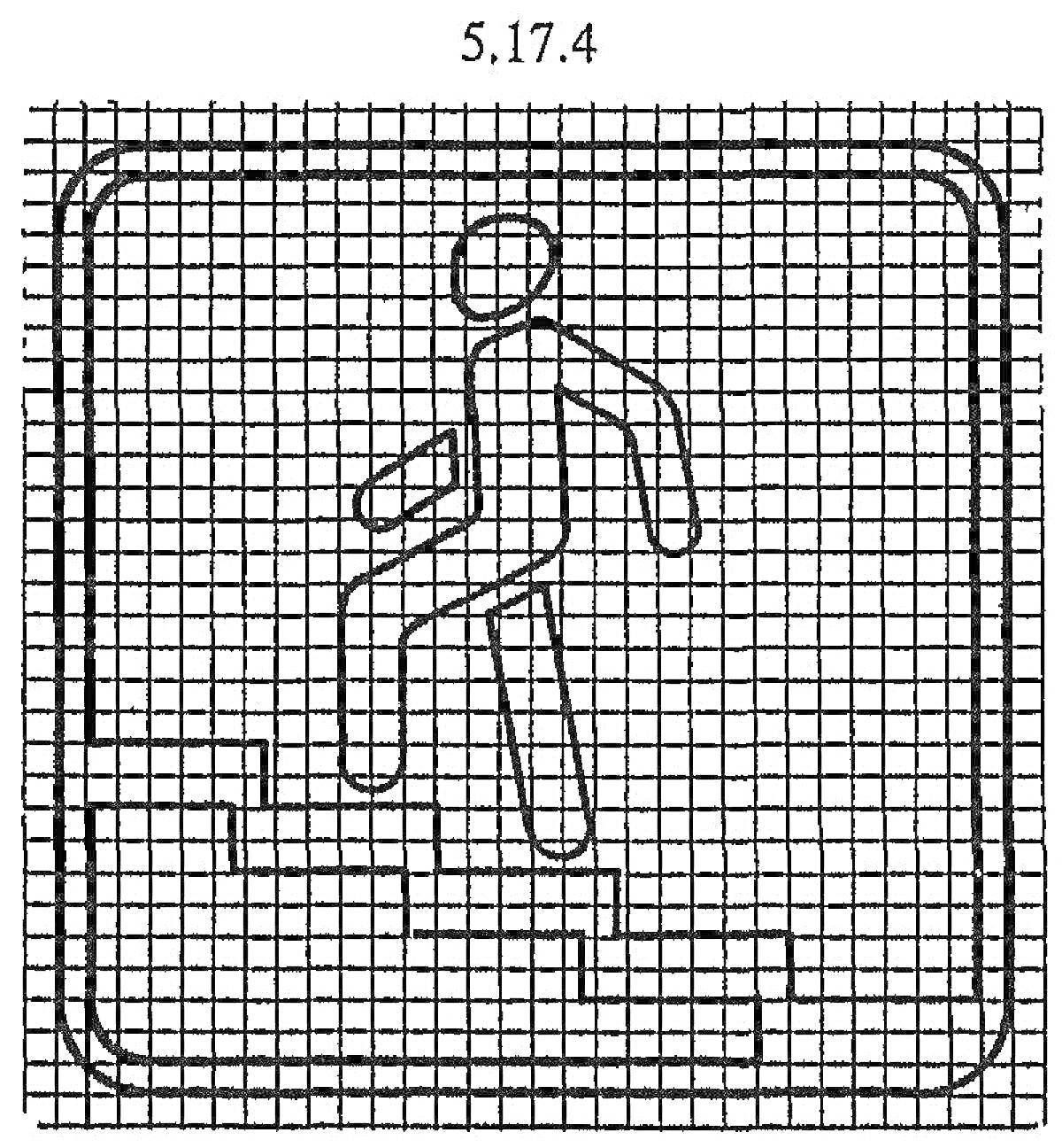 Знак подземного пешеходного перехода с фигурой человека на лестнице в квадратной рамке с закруглёнными углами и сетчатым фоном