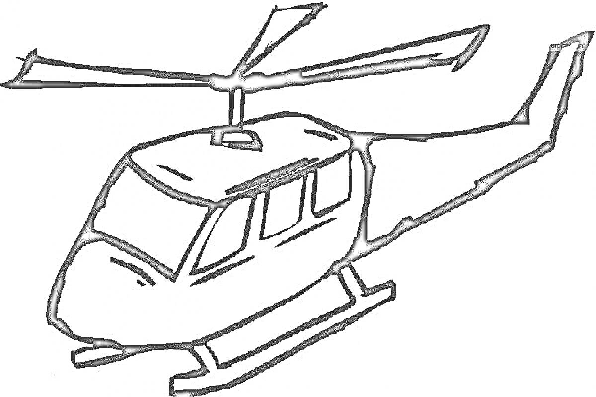 На раскраске изображено: Вертолет, Воздушный транспорт, Лопасти, Окна, Летательный аппарат, Мальчик