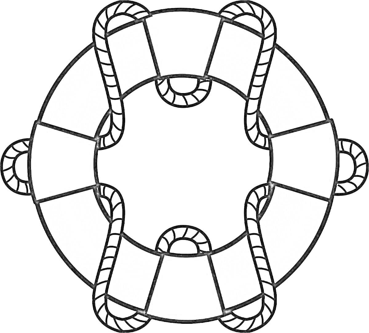 Раскраска Спасательный круг с веревкой