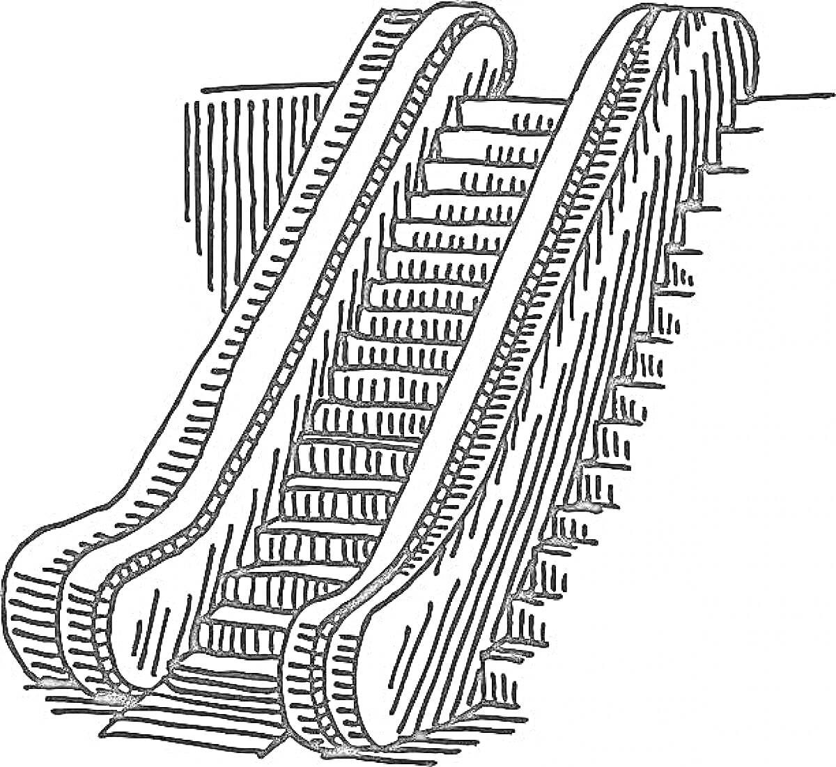 Раскраска Эскалаторы с верхней и нижней площадками