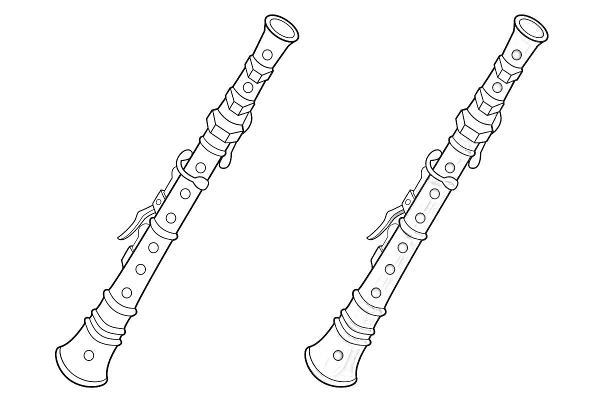 Раскраска Две флейты - раскраска и готовый рисунок