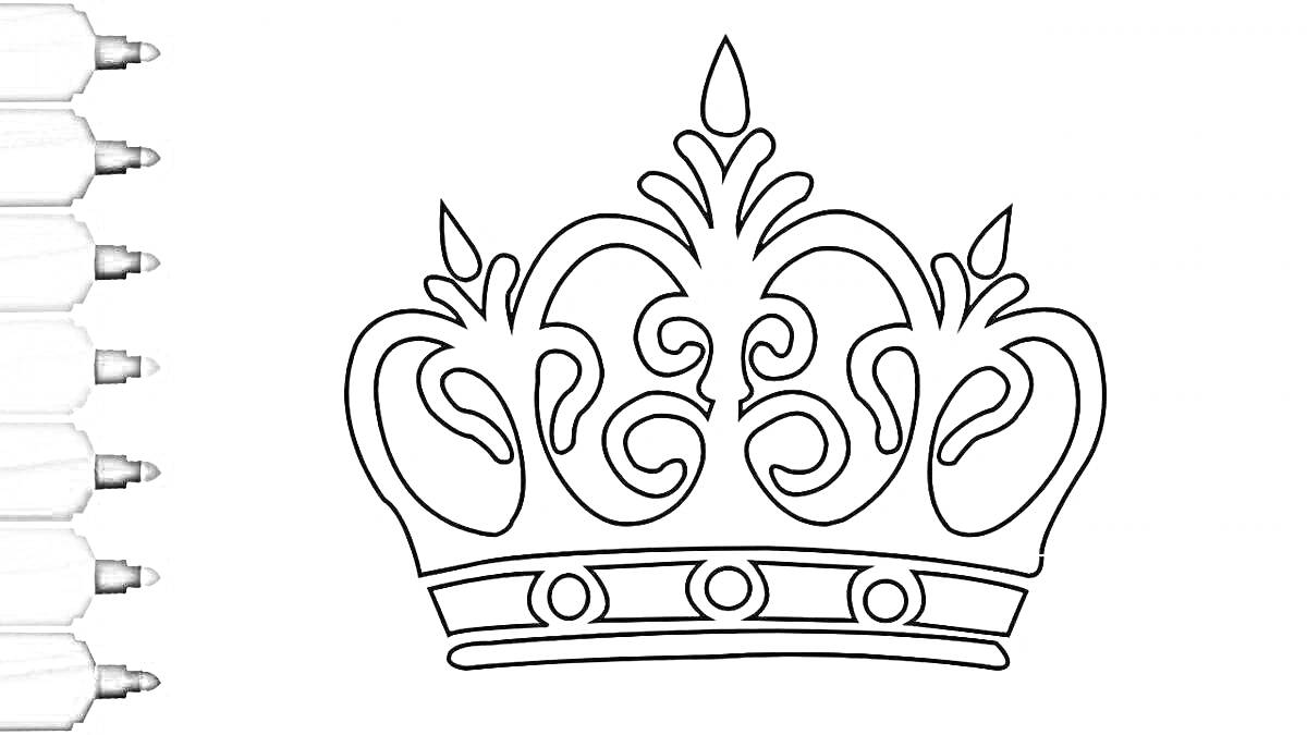 Раскраска Корона с декоративными элементами