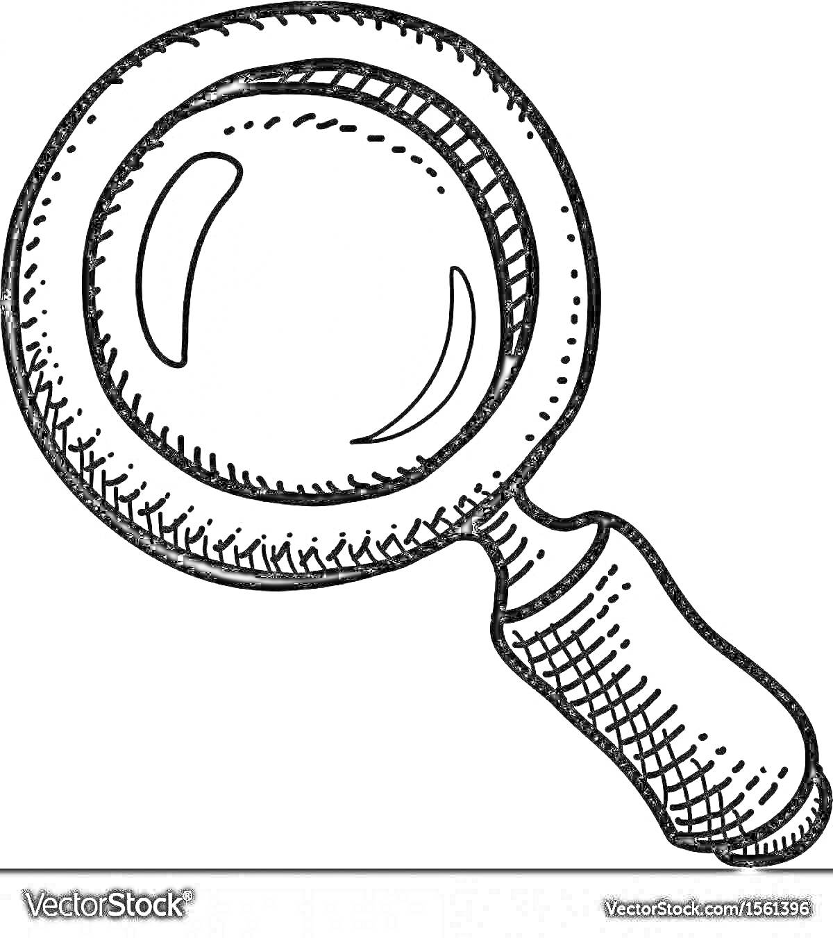 Раскраска Лупа с ручкой и круглым увеличительным стеклом