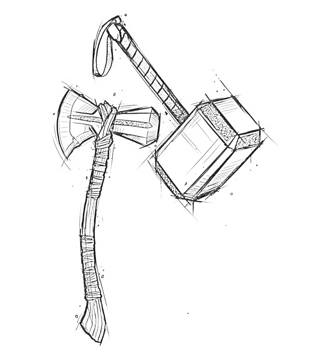 Раскраска Молот Тора и боевой топор