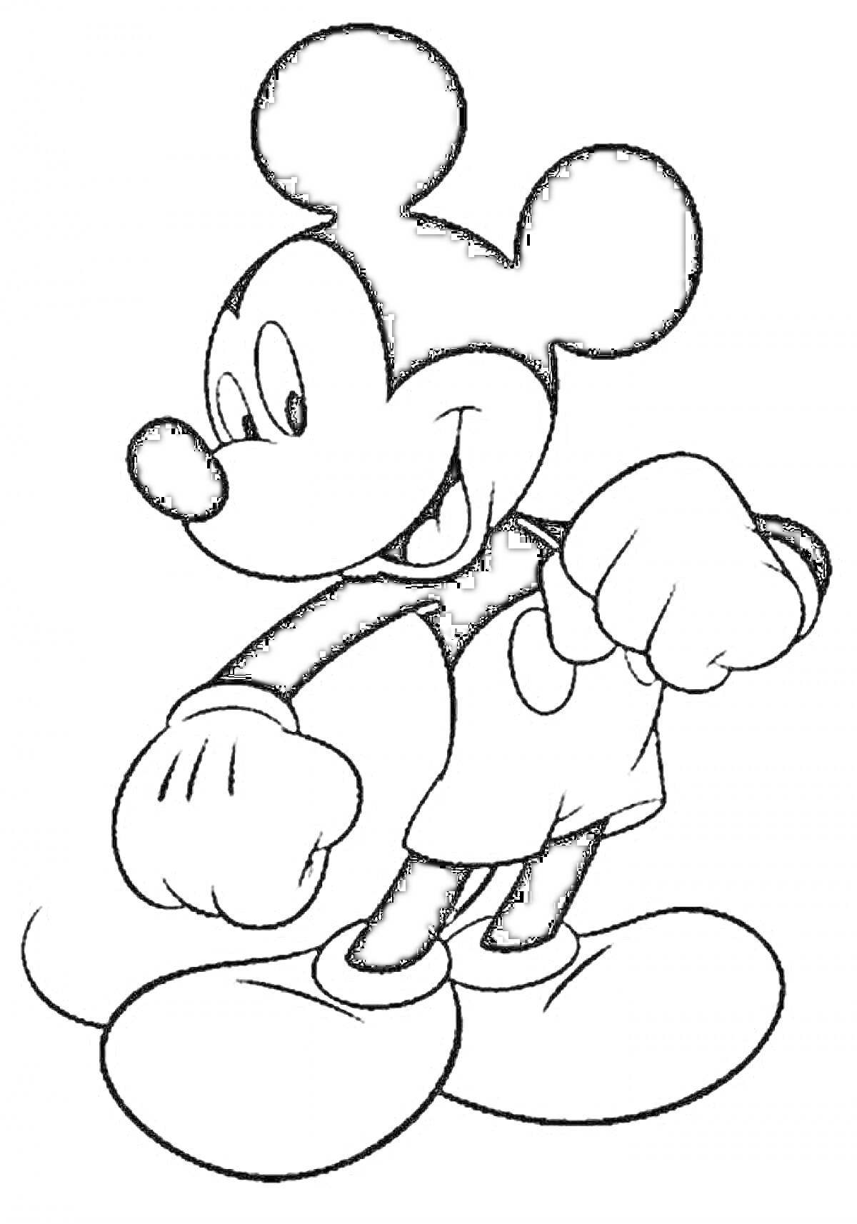 Раскраска Микки Маус делает шаг вперёд