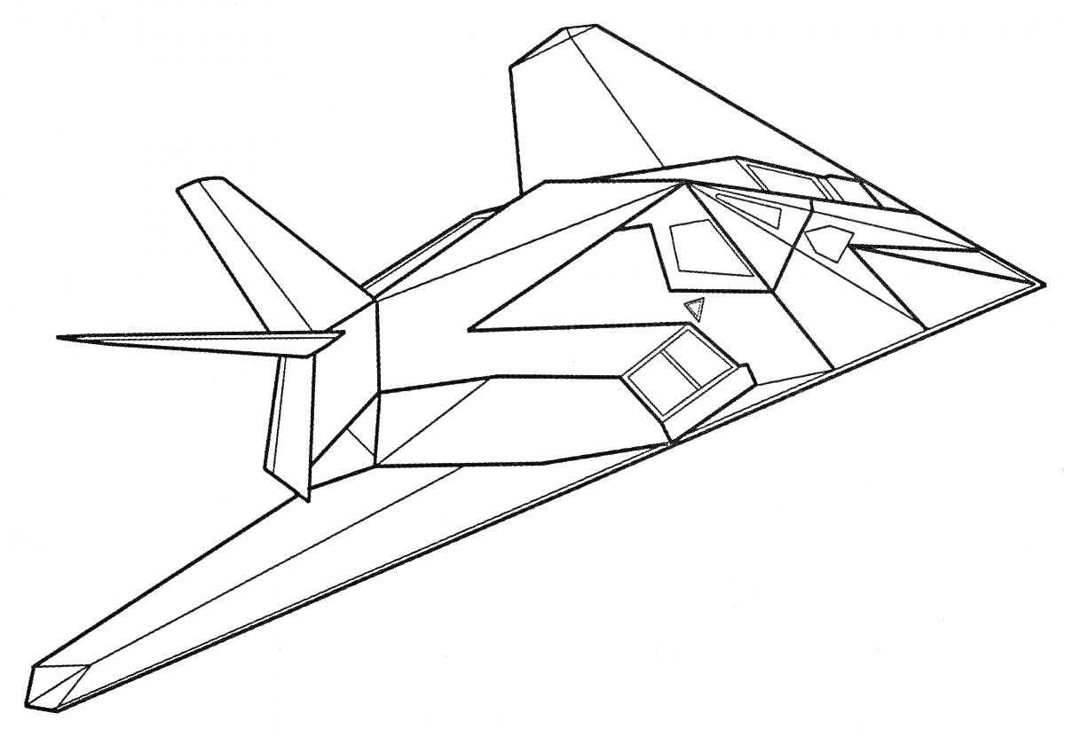 Раскраска Истребитель F-117 Nighthawk