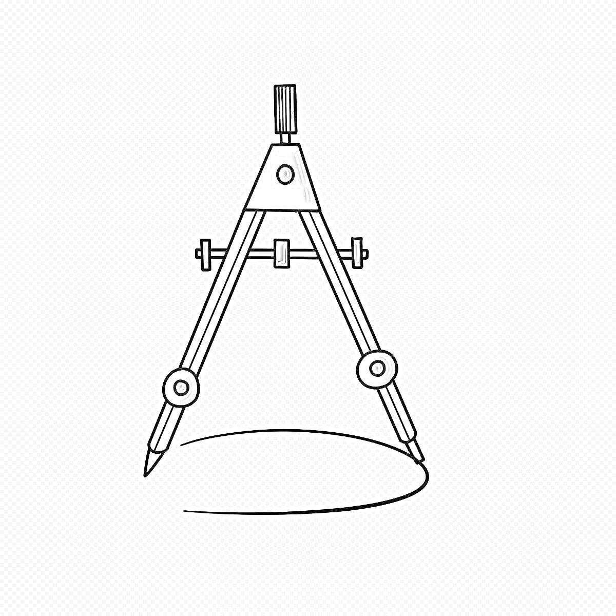Раскраска Циркуль с расходящимися ножками, рисующий окружность