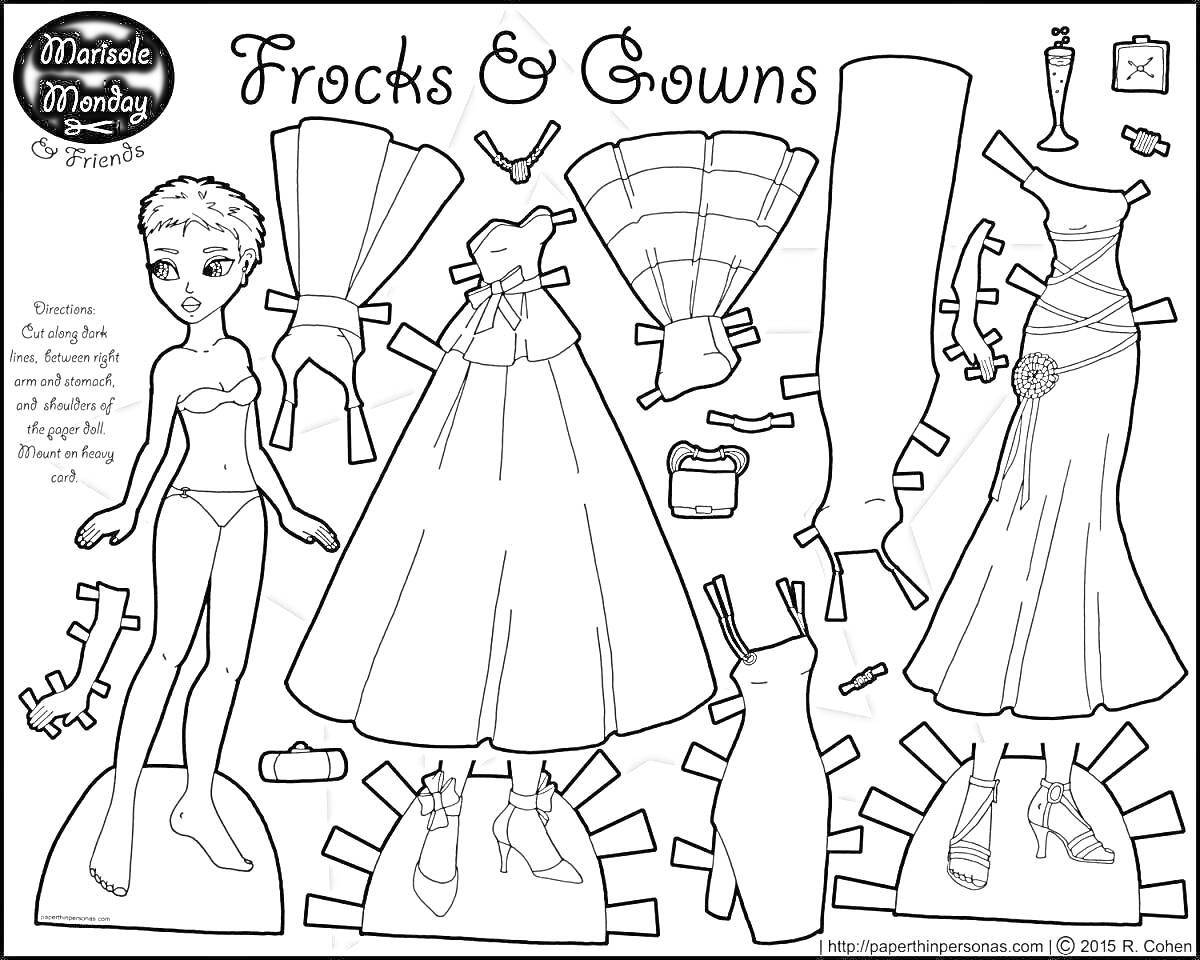 Кукла с одеждой для вырезания: Манекен с платьями и аксессуарами (Мариель и ее друзья)