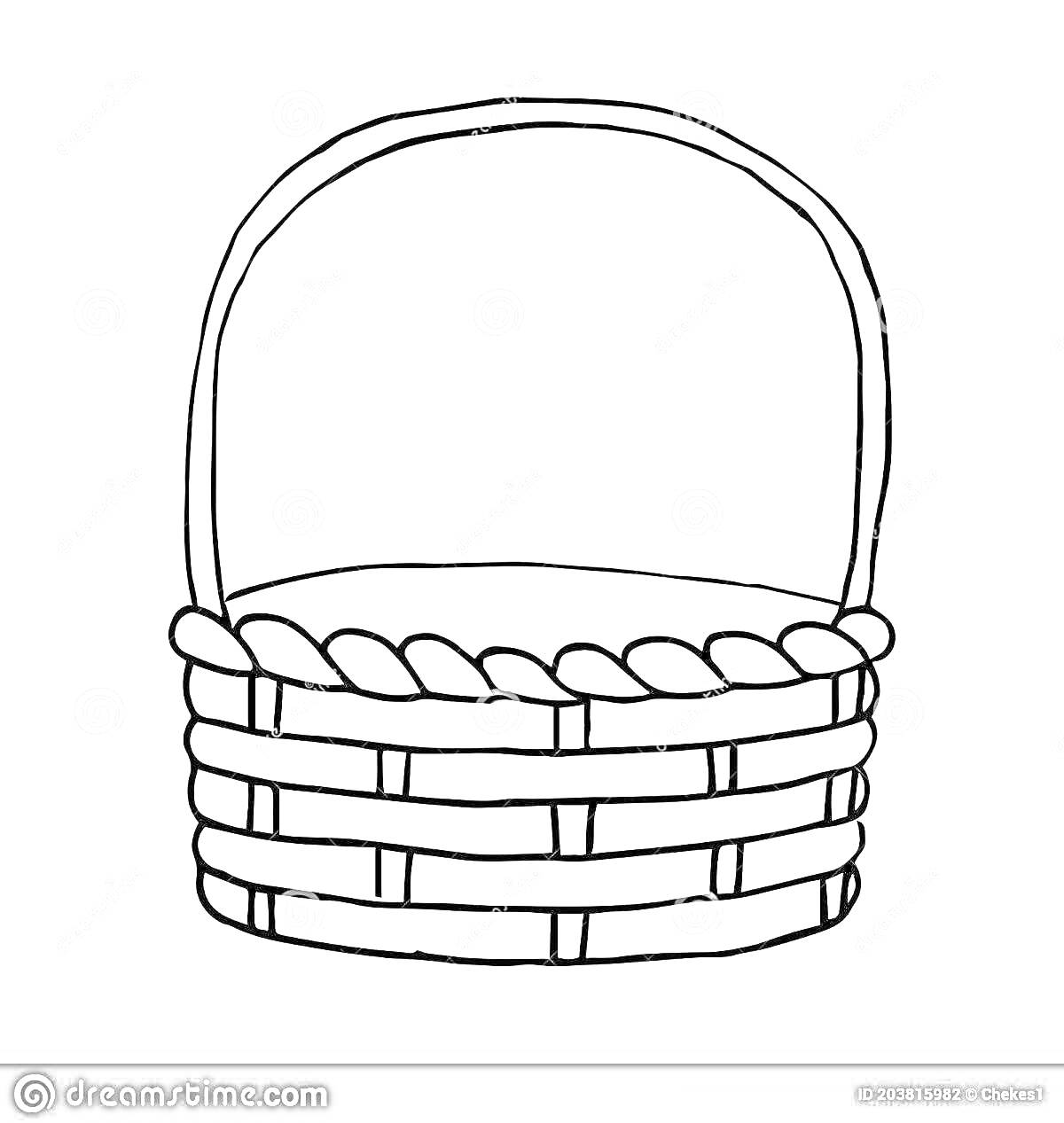 Раскраска Плетеная корзина без грибов